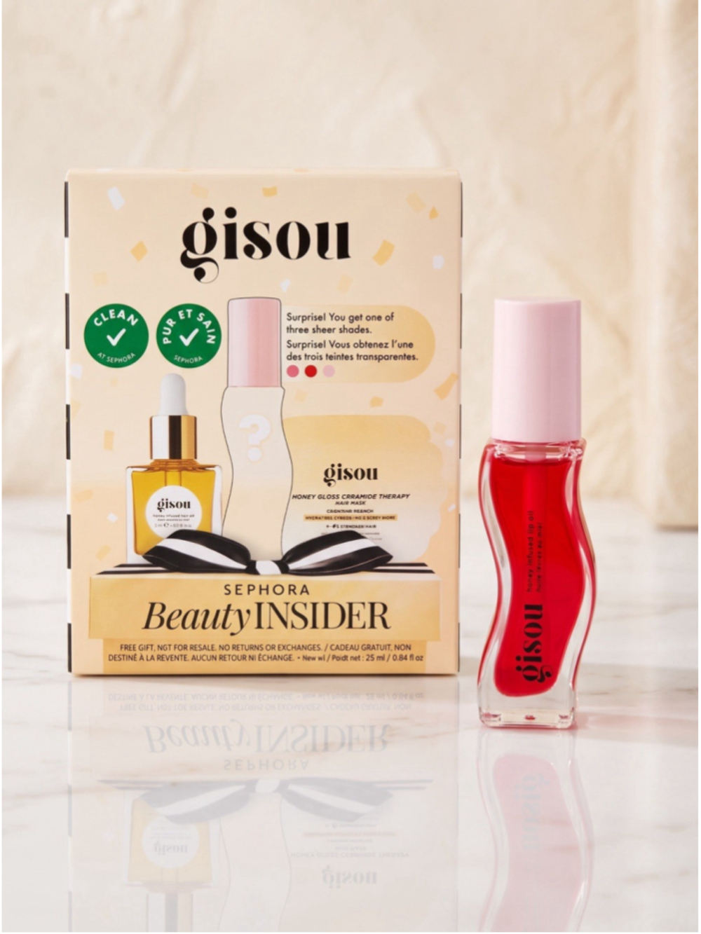 GISOU SEPHORA INSIDER KIT-COMES WITH STRAWBERRY SORBET GISOU LIP OIL- 8ML New